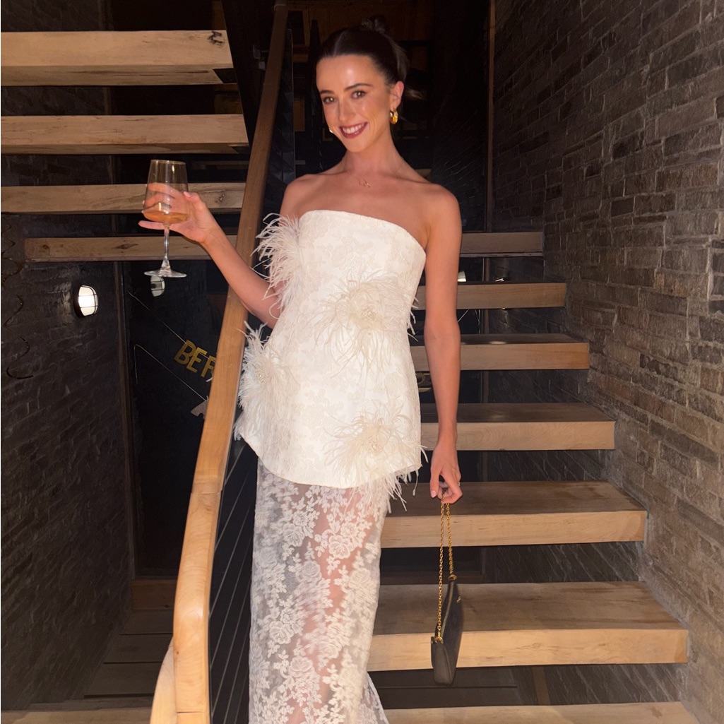 Delfi Monroe Strapless Feather Dress
